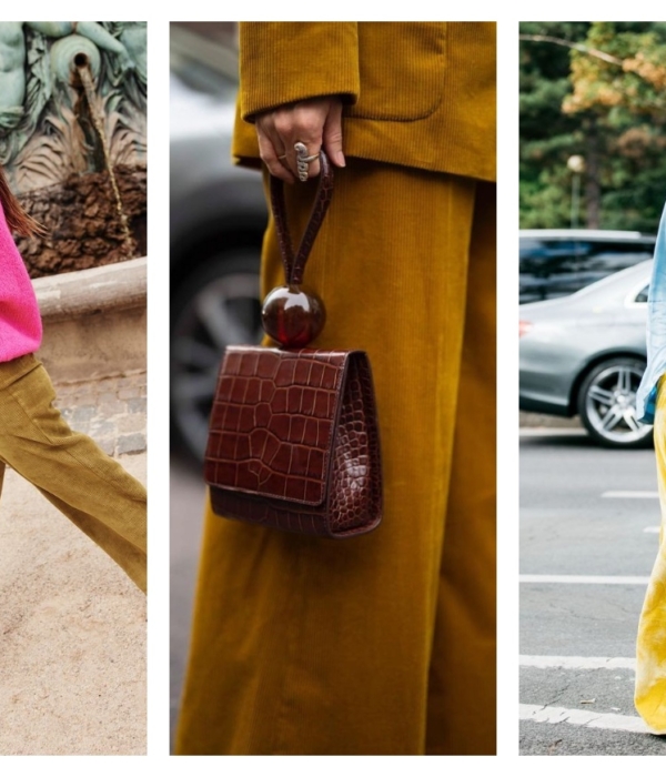 6 idées de looks avec un pantalon jaune en velours
