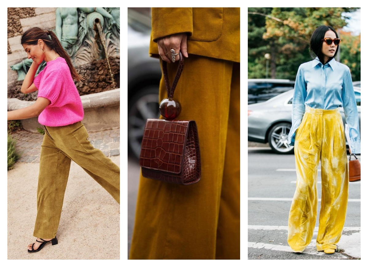6 idées de looks avec un pantalon jaune en velours