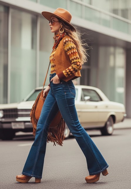 look 70s pantalon flared