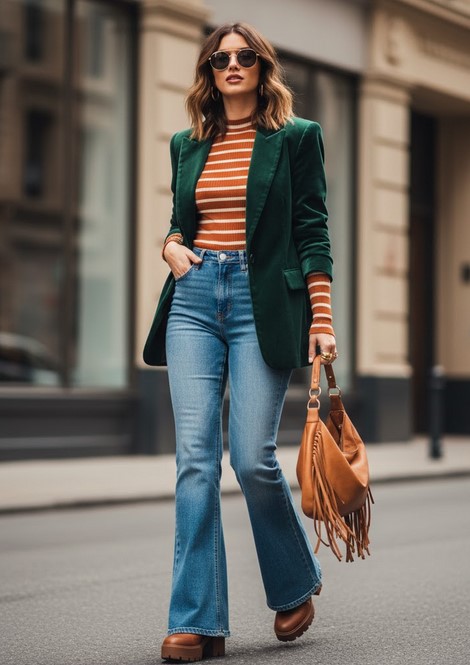 pantalon flare femme 70s